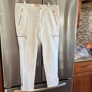 Michael Kors Cream Pants with Gold Zippers